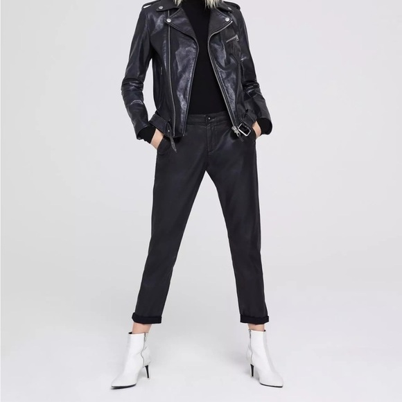 AG Adriano Goldschmied Caden Leatherette Tailored Trousers Black Pant Sz 24 - Picture 3 of 16